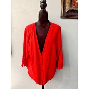 Lida RED FLEECE SWEATER Prescott AZ‎ with Indian paintings Size L